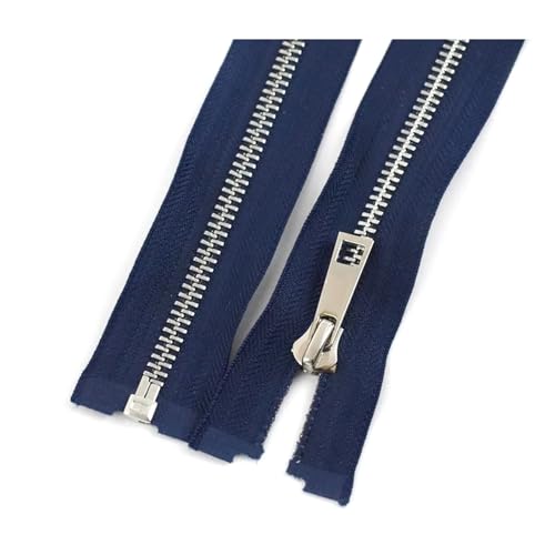 TAMSNDL Reißverschluss 2 Stück 5# Metallreißverschlüsse, offener Reißverschluss, for Manteljacken, Ersatzreißverschlüsse, Nähzubehör (weiß, 80 cm)(Blue,80cm) von TAMSNDL