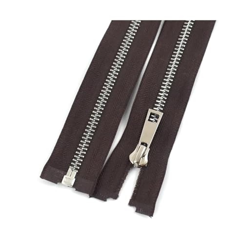 TAMSNDL Reißverschluss 2 Stück 5# Metallreißverschlüsse, offener Reißverschluss, for Manteljacken, Ersatzreißverschlüsse, Nähzubehör (weiß, 80 cm)(Brown,80cm) von TAMSNDL