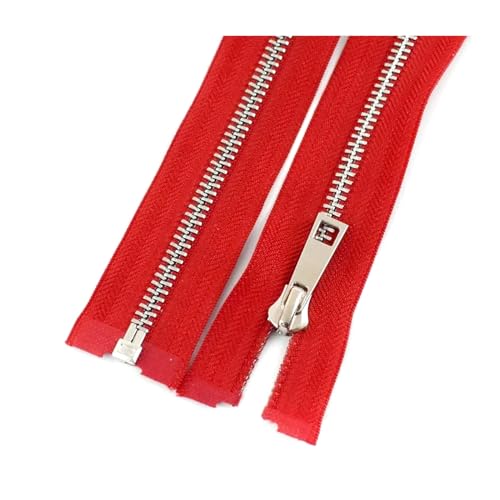 TAMSNDL Reißverschluss 2 Stück 5# Metallreißverschlüsse, offener Reißverschluss, for Manteljacken, Ersatzreißverschlüsse, Nähzubehör (weiß, 80 cm)(Red,80cm) von TAMSNDL