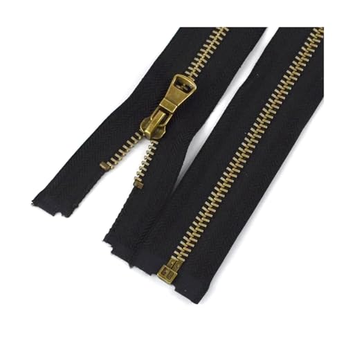 TAMSNDL Reißverschluss 2 Stück 5# Metallreißverschluss mit Bronzezähnen, offener Reißverschluss, for Taschen und Jacken, for Nähen (, 80 cm)(Black,90cm) von TAMSNDL