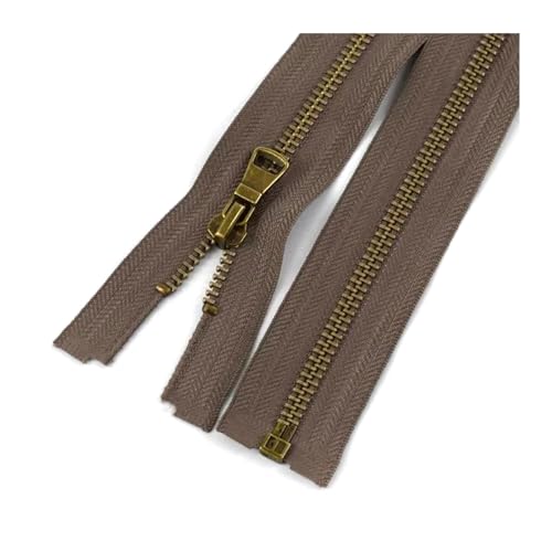 TAMSNDL Reißverschluss 2 Stück 5# Metallreißverschluss mit Bronzezähnen, offener Reißverschluss, for Taschen und Jacken, for Nähen (, 80 cm)(Brown,40cm) von TAMSNDL