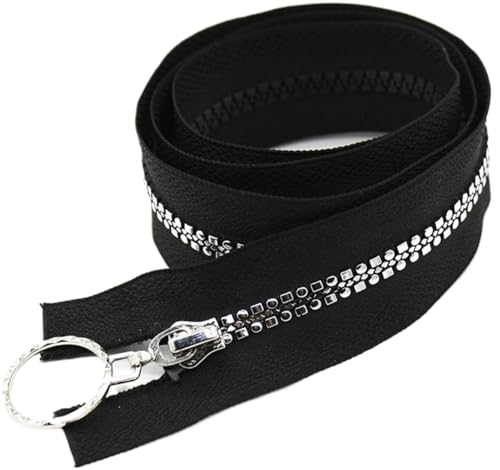 TAMSNDL Reißverschluss 2 Stück offener 5# Harz-Reißverschluss mit silbernen Zähnen, Kleidungsstückdekor, Reißverschluss, Kleidung, DIY-Nähzubehör (schwarz, 75 cm)(Black,75cm) von TAMSNDL