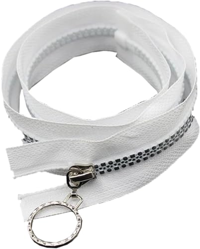 TAMSNDL Reißverschluss 2 Stück offener 5# Harz-Reißverschluss mit silbernen Zähnen, Kleidungsstückdekor, Reißverschluss, Kleidung, DIY-Nähzubehör (schwarz, 75 cm)(White,55cm) von TAMSNDL
