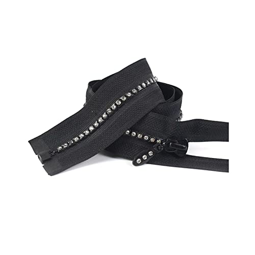 TAMSNDL Reißverschluss 5# Strass-Harz-Reißverschlüsse, offenes Ende, dekorative Reißverschlüsse, Daunenjacke, Tasche, Kleidung, DIY-Nähzubehör (schwarz, 70 cm)(Black,70cm) von TAMSNDL