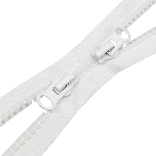 TAMSNDL Reißverschluss 80/90/100 cm 8# Harzreißverschluss, Doppelschieber, Reißverschlüsse, Taschen, offene Reißverschlüsse, Reparaturset, DIY-Nähzubehör for Kleidungsstücke (rot, 90 cm)(White,90cm) von TAMSNDL