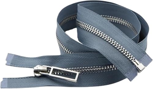 TAMSNDL Reißverschluss Metallreißverschluss, Metallreißverschluss mit offenem Ende, Reißverschlüsse mit silbernen Zähnen, 1 Stück (Beige, 80 cm)(Blue,60cm) von TAMSNDL