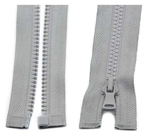 TAMSNDL Reißverschluss Reißverschluss, Doppelschieber-Reißverschluss, Harz, offenes Ende, automatische Verriegelung, Kunststoffkleidung (blau, 70 cm)(Gray,40CM) von TAMSNDL