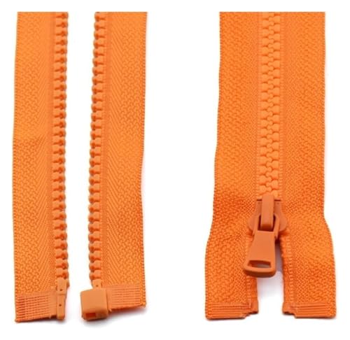 TAMSNDL Reißverschluss Reißverschluss, Doppelschieber-Reißverschluss, Harz, offenes Ende, automatische Verriegelung, Kunststoffkleidung (blau, 70 cm)(Orange,50CM) von TAMSNDL
