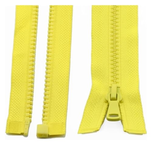 TAMSNDL Reißverschluss Reißverschluss, Doppelschieber-Reißverschluss, Harz, offenes Ende, automatische Verriegelung, Kunststoffkleidung (blau, 70 cm)(Yellow,60CM) von TAMSNDL