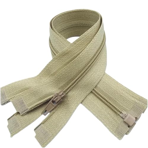 TAMSNDL Reißverschluss Zweiwege-Reißverschluss, 5-teilig, offener Reißverschluss, 20–60 cm, geeignet for den Nähprozess von Kleidungsstücken, offener Reißverschluss (gelb, 40 cm)(Beige,20CM) von TAMSNDL