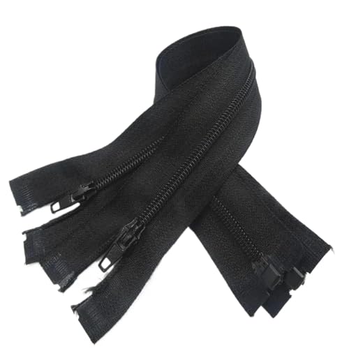 TAMSNDL Reißverschluss Zweiwege-Reißverschluss, 5-teilig, offener Reißverschluss, 20–60 cm, geeignet for den Nähprozess von Kleidungsstücken, offener Reißverschluss (gelb, 40 cm)(Black,30CM) von TAMSNDL