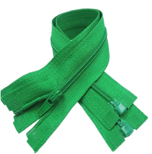 TAMSNDL Reißverschluss Zweiwege-Reißverschluss, 5-teilig, offener Reißverschluss, 20–60 cm, geeignet for den Nähprozess von Kleidungsstücken, offener Reißverschluss (gelb, 40 cm)(Green,50CM) von TAMSNDL