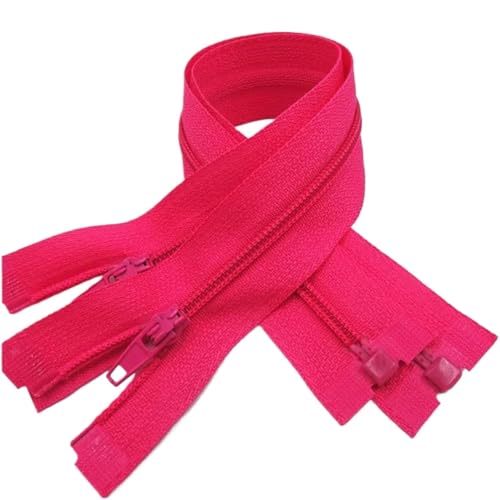 TAMSNDL Reißverschluss Zweiwege-Reißverschluss, 5-teilig, offener Reißverschluss, 20–60 cm, geeignet for den Nähprozess von Kleidungsstücken, offener Reißverschluss (gelb, 40 cm)(Pink,35CM) von TAMSNDL