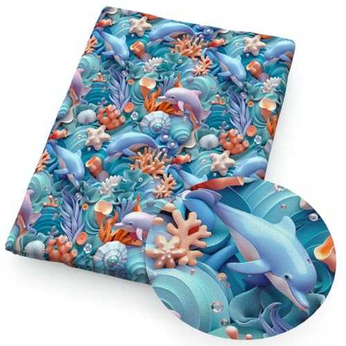 50 * 145 cm Delphin Blumen 3D Imitation Gedruckt Polyester Baumwolle Stoff Patchwork Nähen Quilt Stoff Handarbeit Tuch von TAMTAK