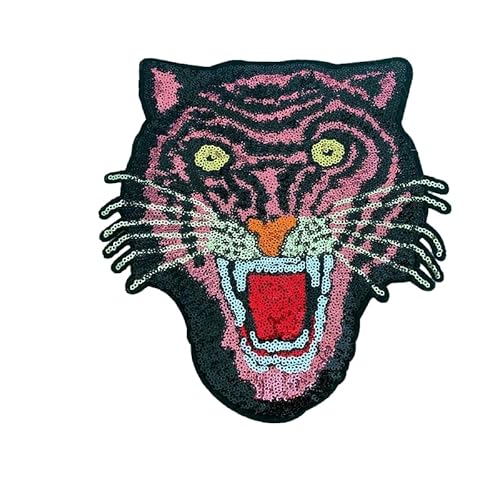 24 * 22cm Große Pailletten Stickerei Patches Tiger für Kleidung Eisen Auf Applikation Patches Stickerei Patches für Stoff von TAMUNI