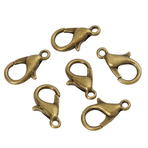 TAMUNI 100 Stück 10–18 mm DIY Karabinerhaken für die Schmuckherstellung, Halskette, Armband, Komponenten, Verbinder, antiker Bronze-Metallverschluss von TAMUNI