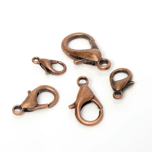 TAMUNI 100 Stück 10–18 mm DIY Karabinerhaken für die Schmuckherstellung, Halskette, Armband, Komponenten, Verbinder, antiker Bronze-Metallverschluss von TAMUNI