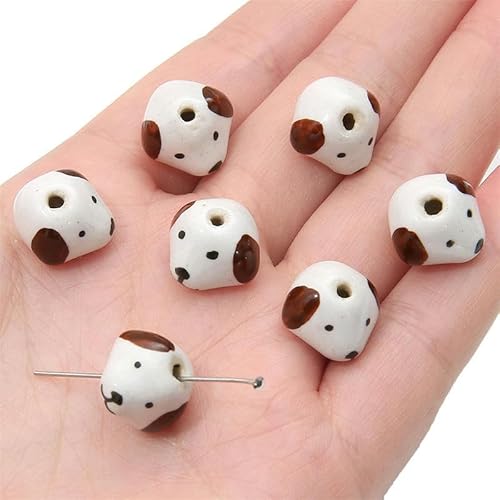 TAMUNI 18 * 17MM 6PCS Panda Handbemalte Keramikperlen zur Schmuckherstellung Keramik lose Perlen für Armbänder Basteln Basteln Keramikanhänger von TAMUNI