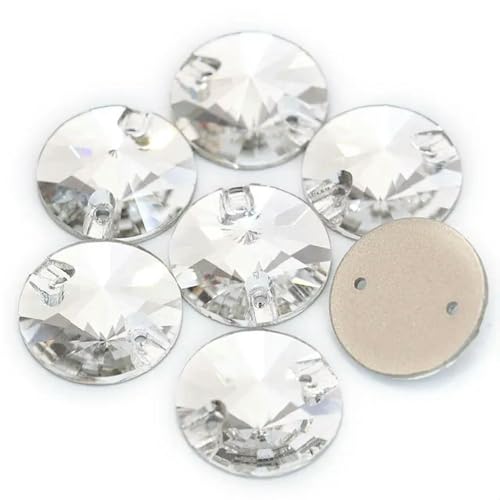 TAMUNI 18~84 Stück 8~18 mm Kristall-AB-Glas, rund, zum Aufnähen, Strasssteine mit Flacher Rückseite, Gold, Champagner, zum Nähen, für Hochzeitskleid von TAMUNI