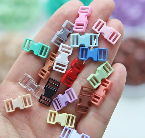 TAMUNI 50 Stück Mini-Seitenverschlussschnallen mit 6 mm Innendurchmesser für Puppenrucksack, Puppentasche, DIY-Handwerksprojekt – 20 Farben von TAMUNI