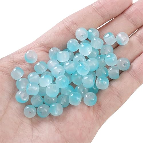 TAMUNI Imitation Jade-Perlen, 100/200 Stück, 8 mm, Glasperlen für die Schmuckherstellung, Armbänder, Halsketten, Ohrringe, Kristall-DIY-Perlen zum Basteln von TAMUNI