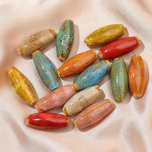 TAMUNI Ovale Porzellanperlen, 31 x 12 mm, 10/20 Stück, handgefertigte ovale Keramikperlen für die Schmuckherstellung, Armband-Abstandsperlen TAMUNI Ovale Porzellanperlen, 31 x 12 mm, 10/20 Stück, handgefertigte ovale Keramikperlen für die Schmuckherstellung, Armband-Abstandsperlen von TAMUNI