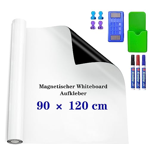 TAN.TOMI Whiteboard-Folie 90 * 120 cm, Magnetisch Selbstklebend Weißwandtafel Folie mit Stift und Radiergummi, Magnetfolie für Büro Bildung und Heimgebrauch. von TAN.TOMI