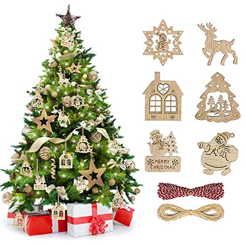 TANCUDER 60 Stück Weihnachtsbaum Hängende Ornamente Holz zum Bemalen Weihnachten Holz Christbaumschmuck Set Weihnachtsbaum Anhänger mit 2 Seile für Geschenkanhänger, Weinachtsbaum, Kalender TANCUDER 60 Stück Weihnachtsbaum Hängende Ornamente Holz zum Bemalen Weihnachten Holz Christbaumschmuck Set Weihnachtsbaum Anhänger mit 2 Seile für Geschenkanhänger, Weinachtsbaum, Kalender von TANCUDER