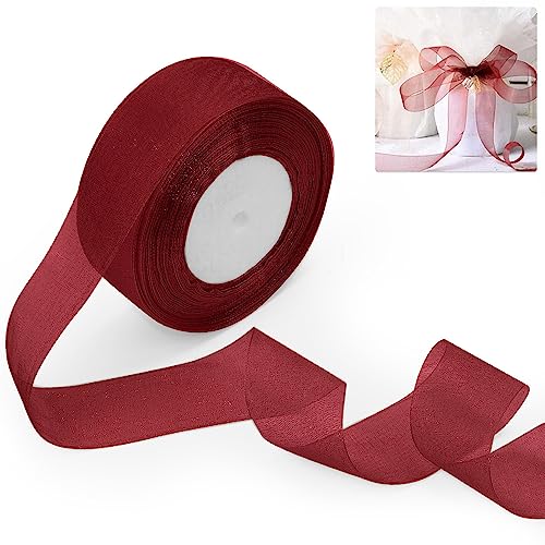 TANCUDER Organzaband Geschenkband Schleifenband Hochzeit Antennenband Rot Organza Handwerk Band Schimmernd Schleifenband Tüllband für Hochzeit, Party-Dekorationen, Geschenkverpackungen 45mx4cm von TANCUDER