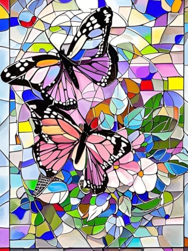 Diamond Painting "Zauberhafte Schmetterlinge im Garten" mit Blumen - 5D Butterfly Motiv zur Entspannung für Erwachsene, Farbenfrohes Wandbild Geschenk 30x40cm von TANGBOHU