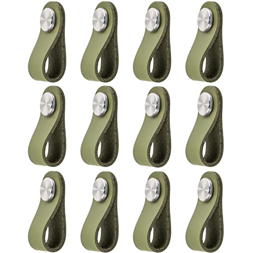 TANGCHEN SHOP Ledergriffe Matcha Grün,Möbelgriffe Leder Ledergriff für Möbel,Einzelloch,18mm Edelstahl Metallkopf Schrankgriffe,12 Pack Handgemachte Einfarbige Schrankknauf Türgriffe, 60 × 26 x 20 mm TANGCHEN SHOP Ledergriffe Matcha Grün,Möbelgriffe Leder Ledergriff für Möbel,Einzelloch,18mm Edelstahl Metallkopf Schrankgriffe,12 Pack Handgemachte Einfarbige Schrankknauf Türgriffe, 60 × 26 x 20 mm von TANGCHEN SHOP
