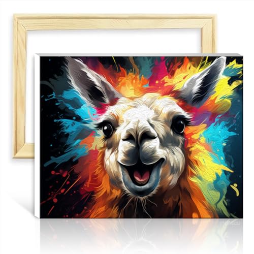 TANGFEIY Malen nach Zahlen, Alpaka, DIY, digitales Ölgemälde für Erwachsene mit Pinseln und Acrylpigmenten, Bilder für die Wanddekoration zu Hause, Geschenke, ohne Rahmen (40 x 50 cm) von TANGFEIY