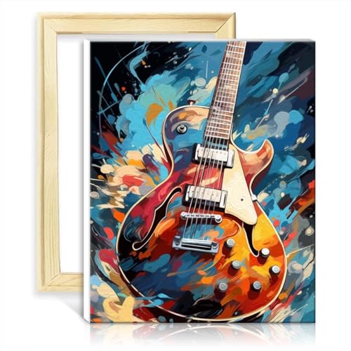 TANGFEIY Malen nach Zahlen, E-Gitarren-Geschwindigkeit, Malset für Erwachsene, Heimdekoration mit Pinseln und Acrylpigment auf Kunst-Ölgemälde mit Rahmen (30 x 40 cm) von TANGFEIY