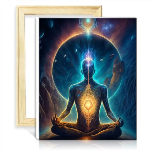 TANGFEIY Malen nach Zahlen, Esoterisches Zen-Universum, Leinwand, digitales Ölgemälde zum Selbermachen für Erwachsene mit 3 Pinseln und Acrylfarben, Kunst-Ölgemälde, ohne Rahmen (30 x 40 cm) von TANGFEIY