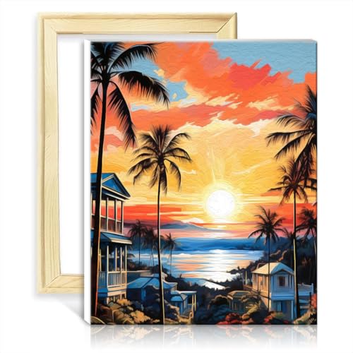 TANGFEIY Malen nach Zahlen, Hawaii, Malen-nach-Zahlen-Set für Kinder und Erwachsene – mit Pinseln und Acrylpigmenten für die Wanddekoration zu Hause, ohne Rahmen (40 x 50 cm) von TANGFEIY