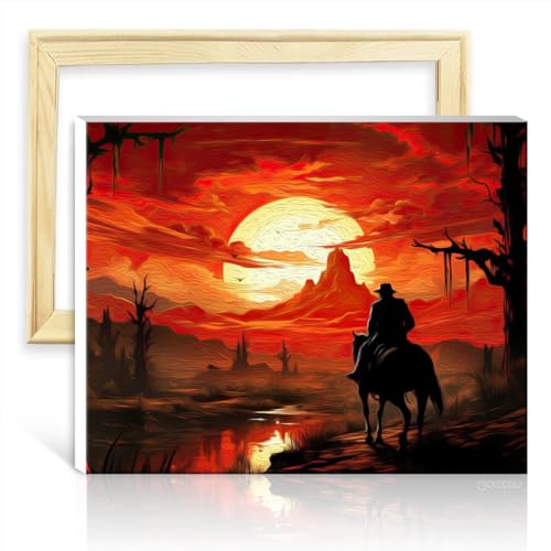 TANGFEIY Malen nach Zahlen, Red Dead Memories, Malen für Erwachsene und Anfänger, Acrylzahlen mit Pinseln, Haus, Art-Deco-Basteln, ohne Rahmen (30 x 40 cm) von TANGFEIY