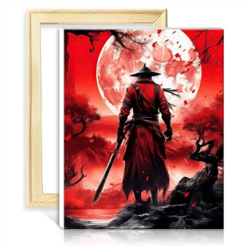 TANGFEIY Malen nach Zahlen, Samurai-Malen nach Zahlen für Erwachsene, auf Leinwand, mit Pinseln und Acrylpigmenten, Kunstwerk für die Heimdekoration, ohne Rahmen (60 x 75 cm) von TANGFEIY