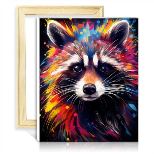 TANGFEIY Malen nach Zahlen, Waschbär, DIY, Malen nach Zahlen, Acryl-Ölgemälde, Malen mit Pinseln, Wandkunst, Ölgemälde nach Zahlen, Kits ohne Rahmen (60 x 75 cm) von TANGFEIY