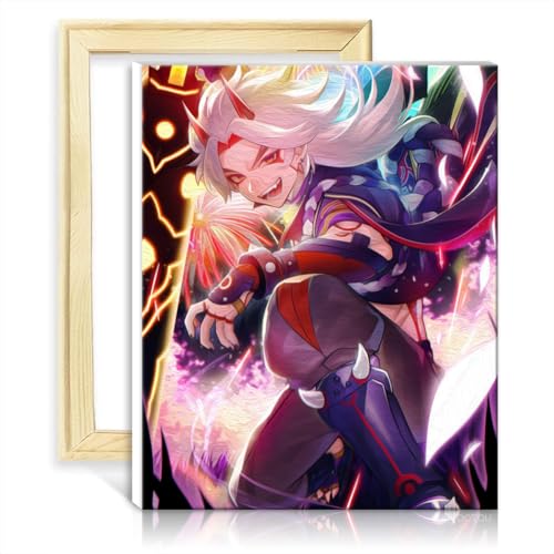 TANGFEIY Malen-nach-Zahlen-Set, Genshin Impact Arataki Itto, DIY-Malen nach Zahlen mit Pinseln und Acrylpigmenten für die perfekte Wanddekoration zu Hause, ohne Rahmen (30 x 40 cm) von TANGFEIY
