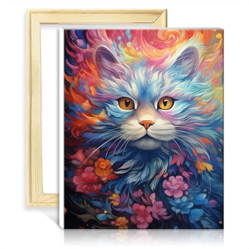 TANGFEIY Malen-nach-Zahlen-Set, süßes Kätzchen, für Kinder und Erwachsene, Malen mit Pinseln und Acrylpigmenten auf Leinwand, Gemälde für Erwachsene zur Heimdekoration, ohne Rahmen (40 x 50 cm) von TANGFEIY