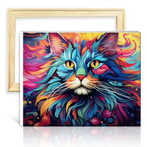 TANGFEIY Malen-nach-Zahlen-Set für Erwachsene mit Kätzchen auf Leinwand, mit Pinseln und Acrylpigmenten, Kunsthandwerksprojekt für Zuhause, DIY-Rahmen (40 x 50 cm) von TANGFEIY