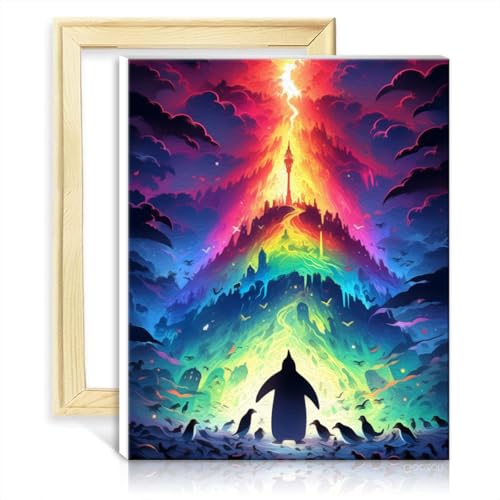 TANGFEIY Malen nach Zahlen auf Leinwand, Pinguine, Malen nach Zahlen, Malen-nach-Zahlen-Set für Erwachsene mit Pinseln und Acrylpigmenten, Bastelprojekt, OHNE Rahmen (50 x 65 cm) von TANGFEIY