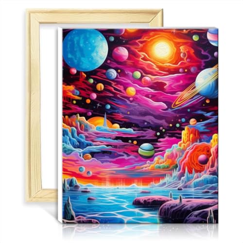 TANGFEIY Malen nach Zahlen auf Leinwand, farbenfroher Astronaut, Ölgemälde-Set zum Selbermachen auf Leinwand mit Pinseln und Acrylpigment, Wanddekoration, Geschenke, ohne Rahmen (40 x 50 cm) von TANGFEIY