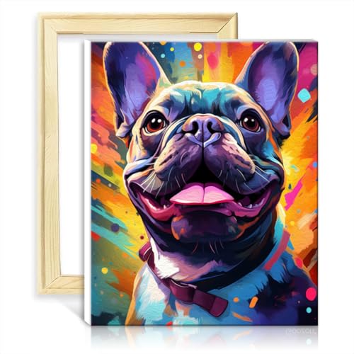 TANGFEIY Ölgemälde-Set, Malen nach Zahlen, französische Bulldogge, DIY-Malen nach Zahlen mit Pinseln und Acrylpigmenten, Kunsthandwerksprojekt, ohne Rahmen (30 x 40 cm) von TANGFEIY