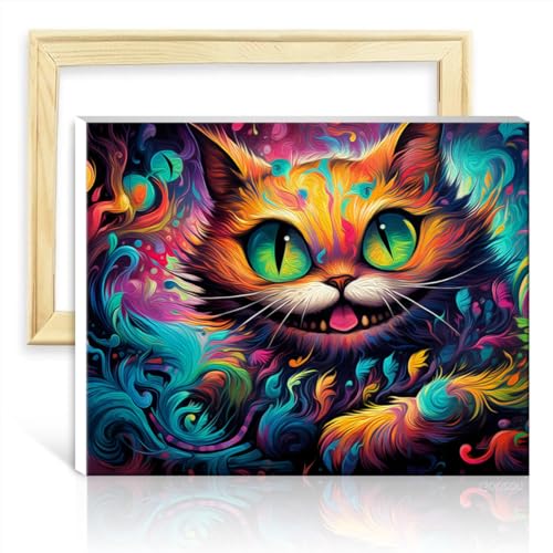 TANGFEIY Ölgemälde auf Leinwand, Alice in Wonderland, DIY, Malen nach Zahlen, digitales Gemälde, Acrylzahlen mit Pinseln für die Wanddekoration zu Hause, Gemälde mit Rahmen (30 x 40 cm) von TANGFEIY
