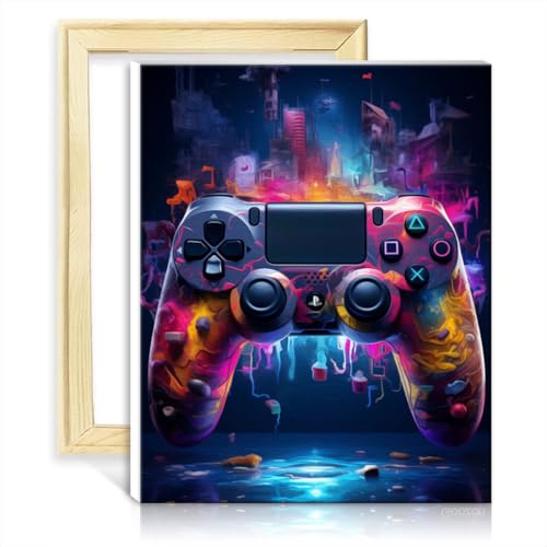 TANGFEIY Paintting Game Controller, Ölgemälde nach Zahlen zum Selbermachen, Leinwandhandwerk mit Pinseln und Acrylpigmenten auf Leinwand für die Heimdekoration, ohne Rahmen (60 x 75 cm) von TANGFEIY
