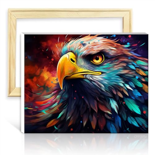 TANGFEIY auf Leinwand, leicht zu malendes Kunstwerk, Adlerpigment auf Leinwand, Malerei für Erwachsene mit Pinseln und Acrylpigment, perfekte Wanddekoration für zu Hause, DIY-Rahmen (40 x 50 cm) von TANGFEIY