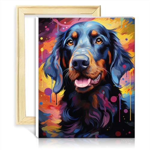 TANGFEIY auf Leinwand, leicht zu malendes Kunstwerk, Dackel-Leinwand, DIY, digitales Ölgemälde für Erwachsene für die Heimdekoration, ohne Rahmen (30 x 40 cm) von TANGFEIY