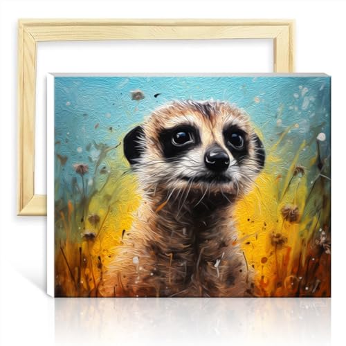 TANGFEIY auf Leinwand, leicht zu malendes Kunstwerk, Erdmännchen, Malen nach Zahlen für Erwachsene, Kunst, Malen nach Zahlen, Kits, ohne Rahmen (30 x 40 cm) von TANGFEIY