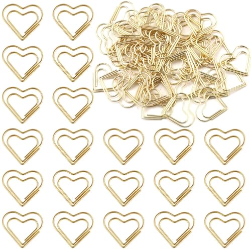 100 Stück Büroklammern Herz Büroklammern Groß, Rostbeständiges und Langlebiges Metall Büroklammern, Gold Büroklammer Herzförmige, Paper Clips für Sortieren von Dokumenten, Testpapieren, Broschüren 100 Stück Büroklammern Herz Büroklammern Groß, Rostbeständiges und Langlebiges Metall Büroklammern, Gold Büroklammer Herzförmige, Paper Clips für Sortieren von Dokumenten, Testpapieren, Broschüren von TANGHSE